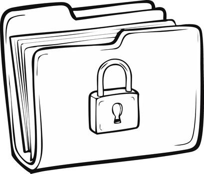 Folder with a lock symbol represents security and confidentiality of documents vector