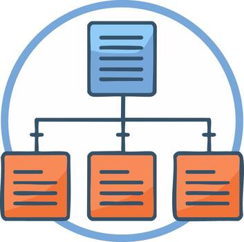 Simple flowchart diagram showing data structure and information hierarchy vector