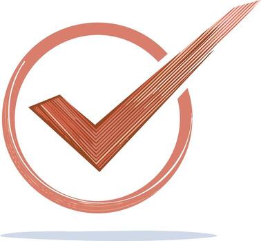 Hand-drawn check mark within a circle indicates a positive choice or verification vector
