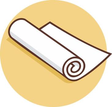 Rolled paper in yellow circle, white paper roll with shadow effect, creative design vector