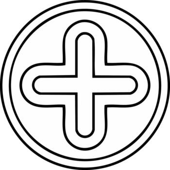 Geometric design of a plus symbol within a circle, isolated for logo, design element, coloring page, creative project vector