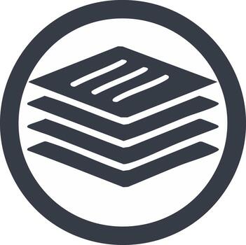 Stacked Papers Icon in Circle, Business Files, Report Documents, Data Layered vector