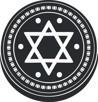 Star of David icon on ornate circle with decorative outer band design vector