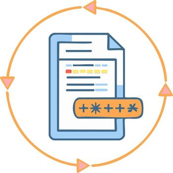 Secured Data with Document and Password, Digital Security Concept, Data Encryption vector