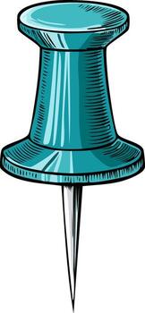 Turquoise pushpin with sharp point and textured surface vector