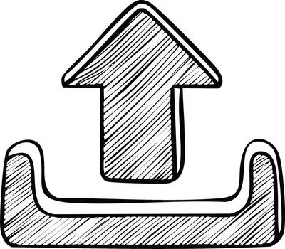 Hand drawn upload arrow icon sketch for web and app interface vector