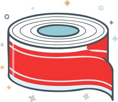Roll of Red Tape with Wavy Edge and Decorative Sparkles vector