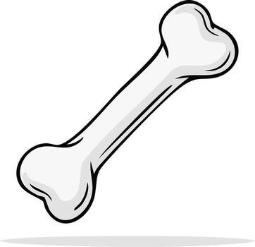 Classic cartoon bone drawing with a simple shadow and clean lines vector