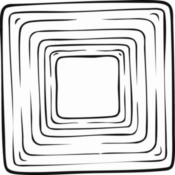 Abstract square tunnel of nested boxes in a hand drawn sketch style vector