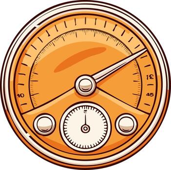Retro analog gauge with measurement dials and pointer illustration vector