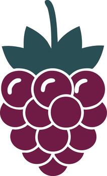 Stylized Raspberry Icon with Purple Berries and Green Stem vector