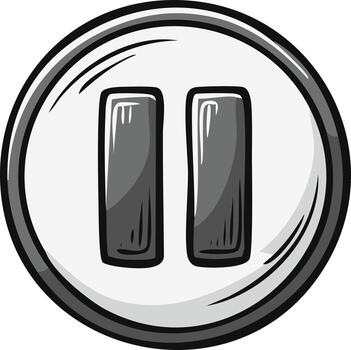 Pause button icon with a circular design and comic style vector