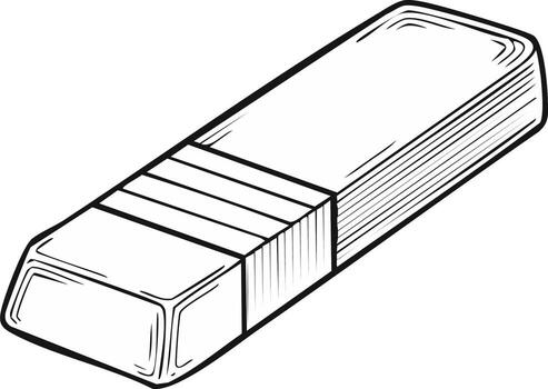 negro y blanco ilustración de un rectangular caucho borrador con un papel manga vector