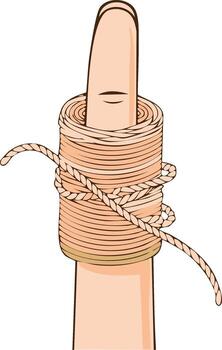 Finger with coiled thread and wrapped rope vector