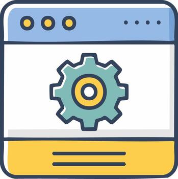 web navegador ventana con un ajustes rueda dentada icono para mantenimiento y configuración ilustración vector