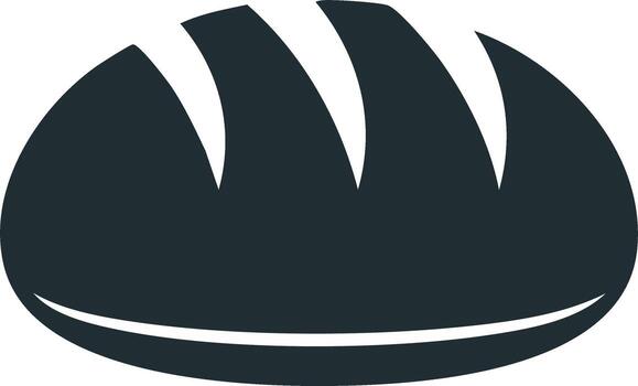 Loaf of Bread Icon, Outline Drawing of Baked Bread with Sliced Top and Rounded Base, Bakery Sign vector