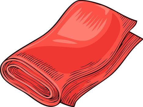 Rolled Red Fabric Textile Material with Folded Texture and Vivid Color vector