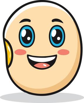 Cartoon Soybean Character with Happy Expression, Smiling Face, Food Icon vector