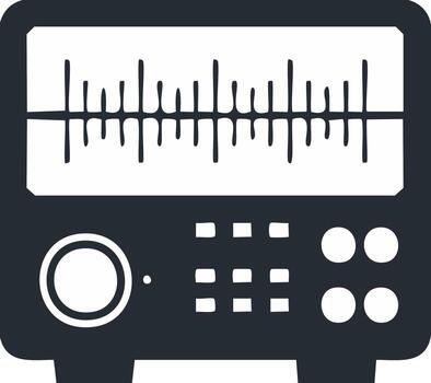 Analog oscilloscope screen displaying signal waveform instrument with control knob and button panel oscilloscope testing equipment vector