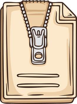 comprimido archivo carpeta con cremallera icono para datos archivar y digital seguridad vector