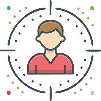 persona icono en objetivo símbolo para usuario atención audiencia análisis cliente perfilado vector