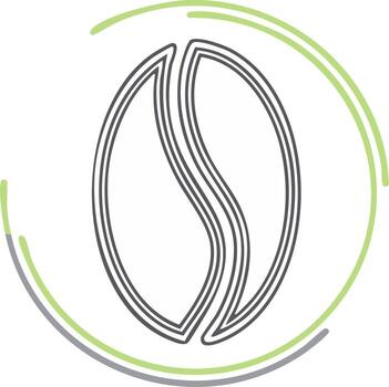 Abstract Coffee Bean Illustration in Green and Gray Circular Frame Delicate Outline Minimalist Design vector