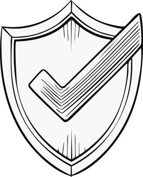 proteger icono con cheque marca dentro proteccion seguridad verificación icono contorno estilo vector