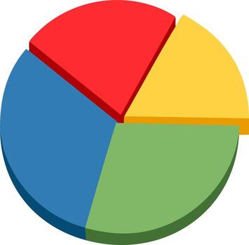 A pie chart with different colors vector