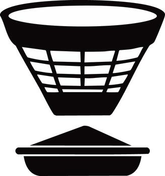 A basket with a lid and a bowl in it vector