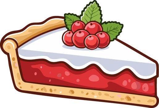 A slice of pie with berries on top vector