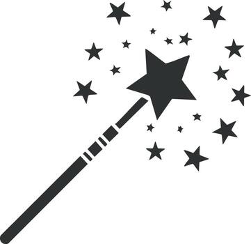 Magical wand with stars. A simple graphic design element for fantasy and magic vector