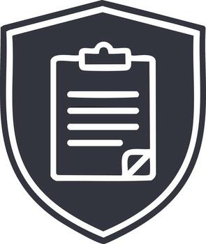 Shielded clipboard with document outline icon symbolizing protected data policy and secure information vector