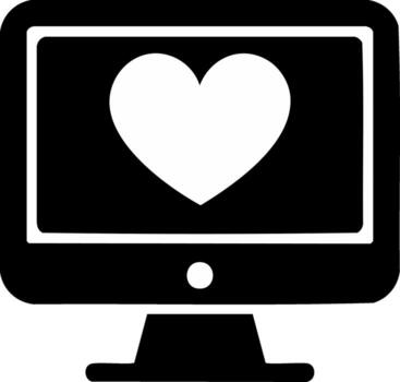 Monitor Displaying Heart Shape, Symbol of Affection, Love on Computer Screen, Data Information, Connection on Online Dating Website vector