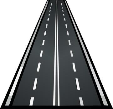 Perspective View of Empty Asphalt Road with White Markings Stretching into the Distance vector