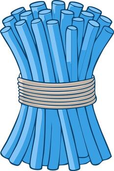 Bundle of blue sticks tied with string illustration graphics for graphic design and decoration projects vector