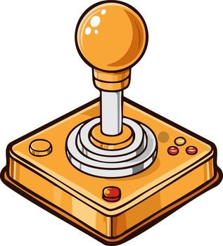 Classic Golden Arcade Joystick Game Controller for Home Entertainment System vector