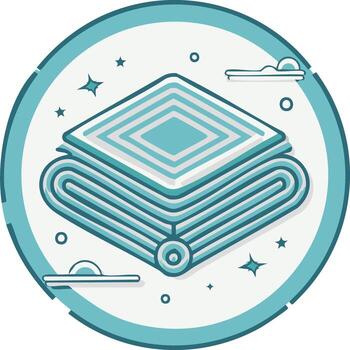 Folded Textile Stack with Circle Border Stars Clouds Decorative Icon vector