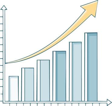 mano dibujado bar gráfico demostración hacia arriba tendencia con flecha indicando crecimiento y éxito vector