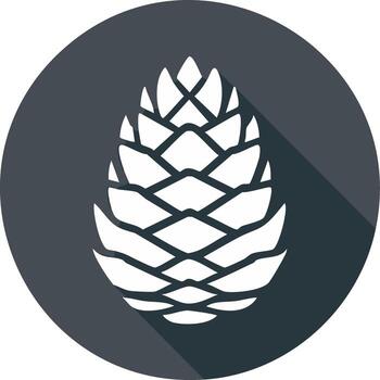 Pine Cone Icon Illustration with Long Shadow on a Circle vector