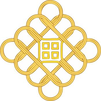 decorativo oro enclavamiento cuadrado nudo diseño presentando repetido geométrico bucles y central célula modelo vector