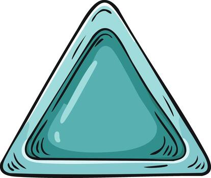 Shiny Teal Triangular Tray with Black Outline and Subtle Highlights vector
