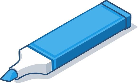azul resaltador bolígrafo con un cincel propina mostrado en un isométrica ver vector