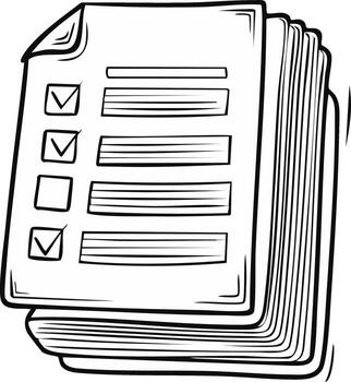 Hand Drawn Checklist with Checked and Unchecked Boxes and Lined Text Fields vector