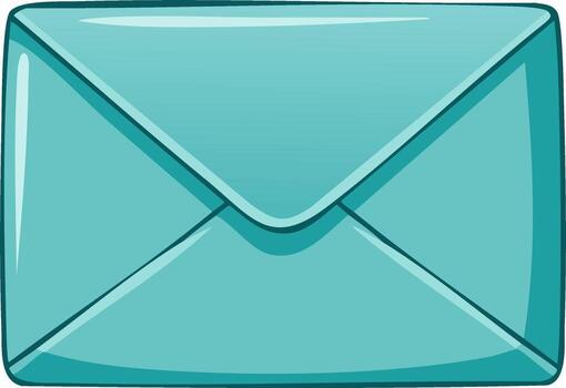 Turquoise Envelope Depicting Correspondence and Communication, Symbolic Representation of Mailing Letters vector