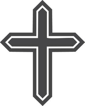 estilizado cristiano cruzar símbolo con angular puntos y doble contorno vector