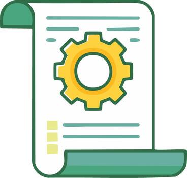 documento con engranaje icono, concepto para configuración, configuración y flujo de trabajo vector