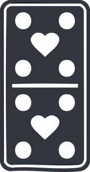 Domino tile with hearts and dots on a dark background vector