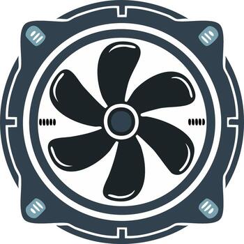 Clean design of a five bladed cooling fan symbolizing essential computer hardware ventilation vector