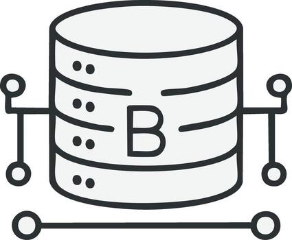 estilizado base de datos servidor icono mano dibujado para nube informática y datos almacenamiento sistemas con el letra si en el frente vector