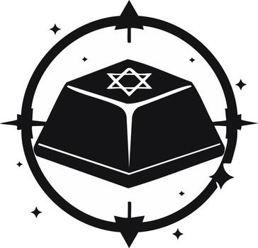 Stylized Keycap Design with Star of David and Compass Star Symbol in a Bold Minimalist Style vector